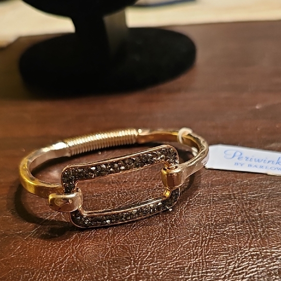 Periwinkle by Barlow Jewelry - New Periwinkle by Barlow Gold-Tone Pave Open Rectangle Bracelet Cuff